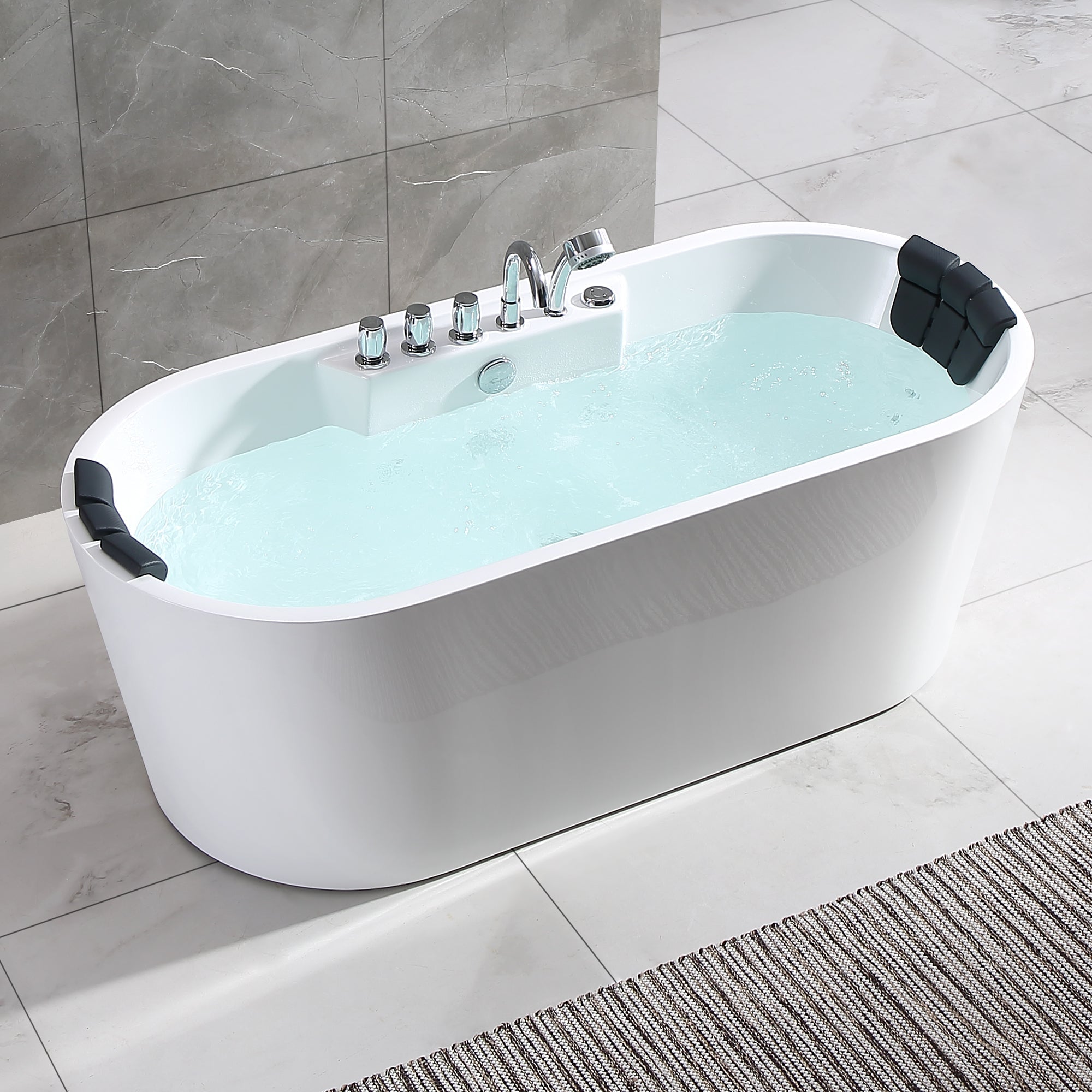 67 in. Whirlpool Acrylic Freestanding Bathtub EMPV-67AIS01