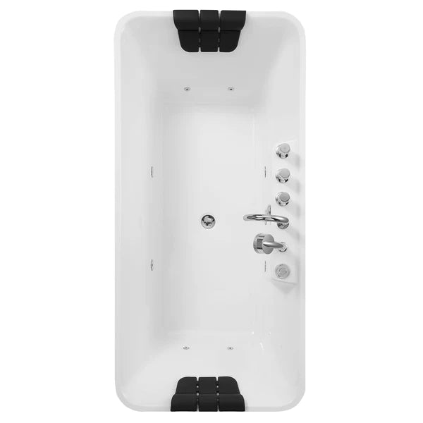 Empava 67 in. Freestanding Hydromassage Jetted Bathtub in White Acrylic (67AIS16)