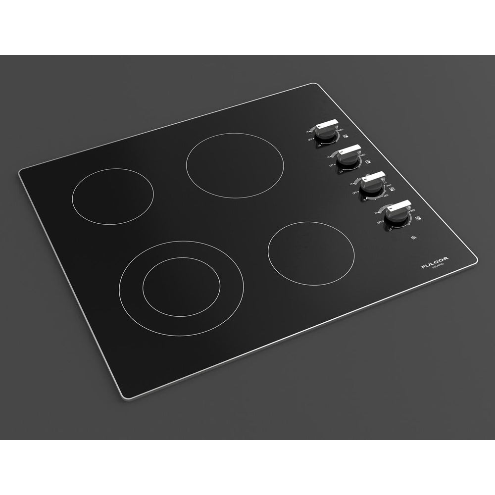 Fulgor Milano 24 in. 300 Series Electric Cooktop with 4 Burners and Glass Ceramic Cooktop in Stainless Steel (F3RK24S2)