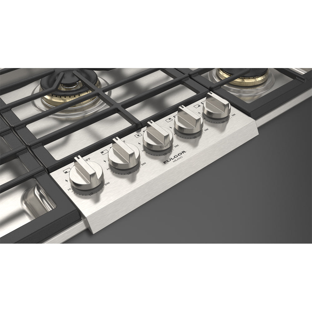 Fulgor Milano 36 in. 600 Series Gas Cooktop with 5 Burners in Stainless Steel (F6PGK365S1)