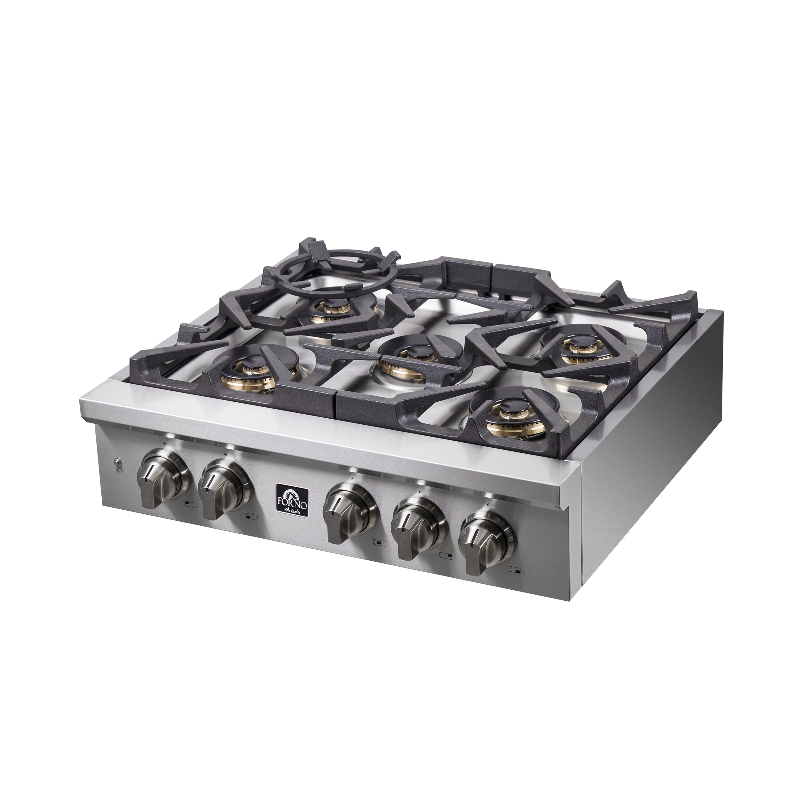 Forno Spezia 30 in. 5 Burner Gas Cooktop with Wok Ring and Griddle in Stainless Steel (FCTGS5751-30)