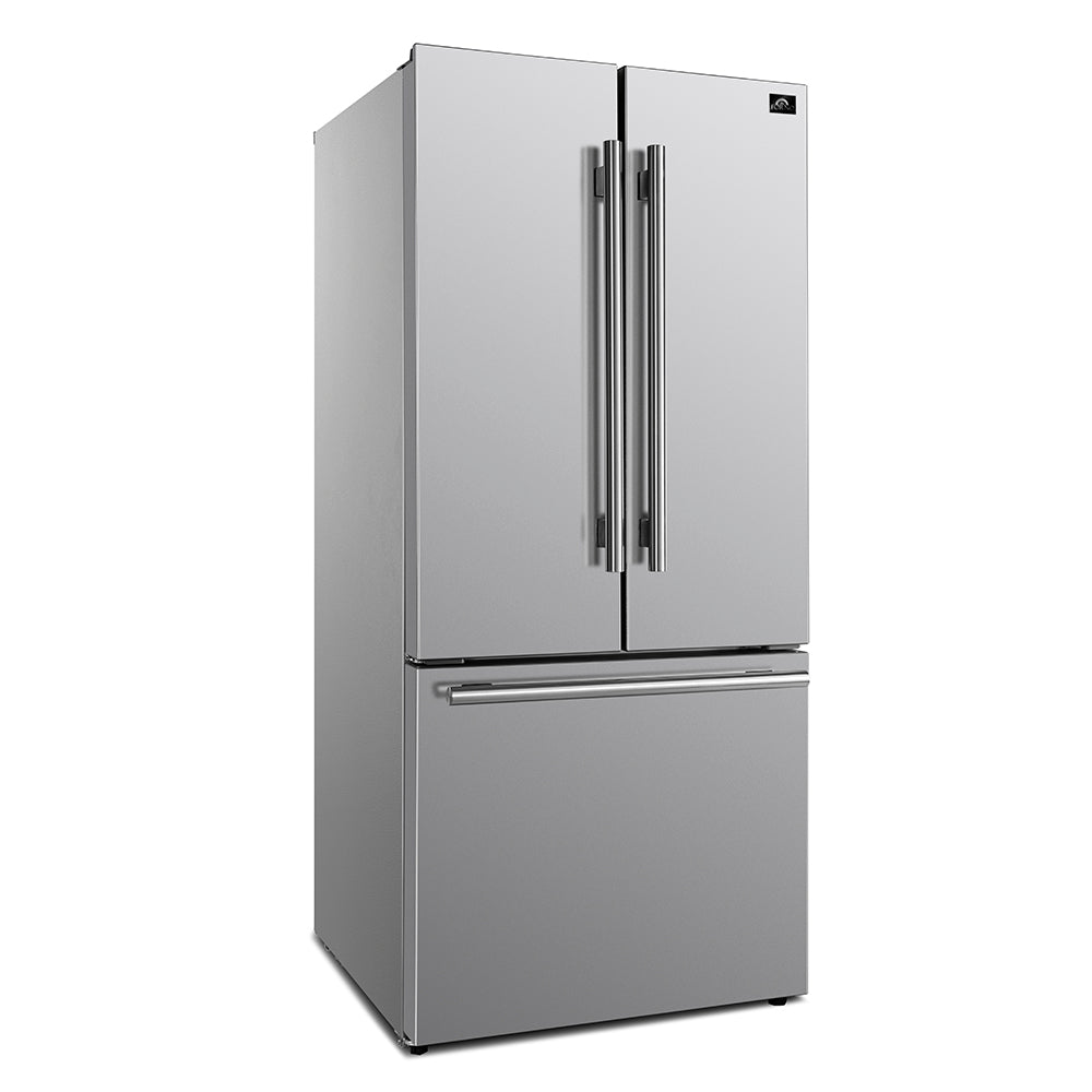 Forno 31" French Door Refrigerator side angle.