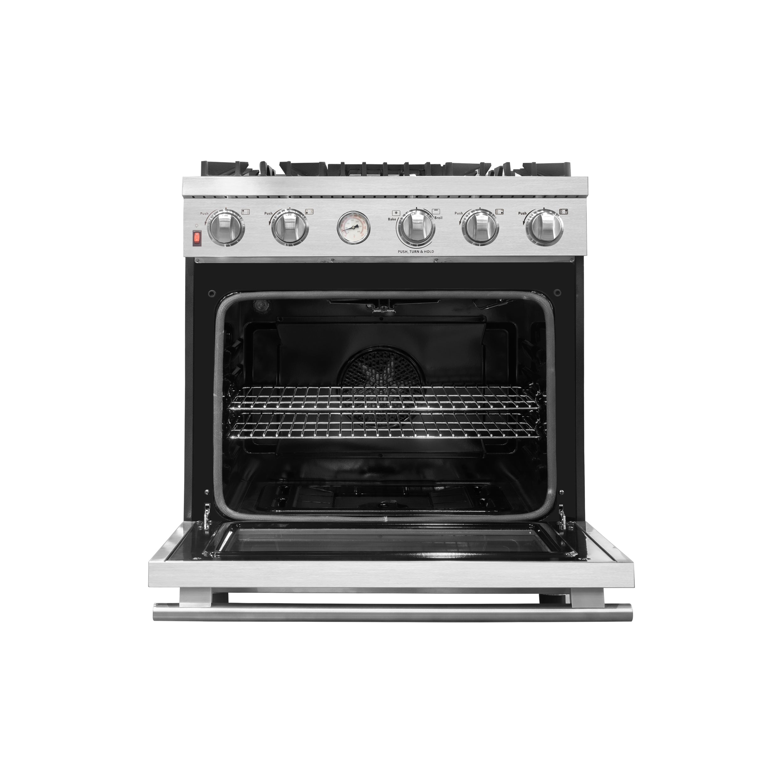 Forno Alta Qualita - 30 in. 4.62 cu. ft. Pro-Style Range with Gas Stove and Gas Oven in Stainless Steel (FFSGS6228-30S) Oven Door Open
