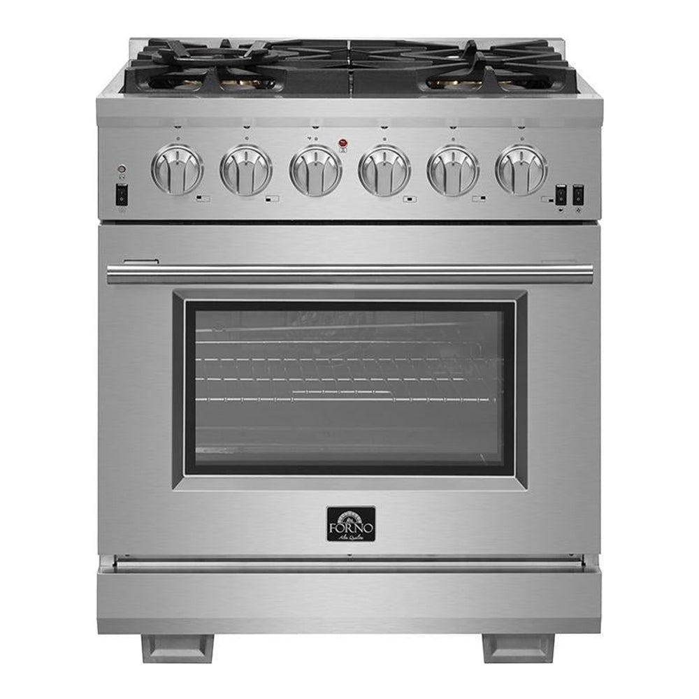 Forno Capriasca - 30 in. 4.32 cu. ft.  Professional Range with Gas Stove and Gas Oven in Stainless Steel (FFSGS6260-30)
