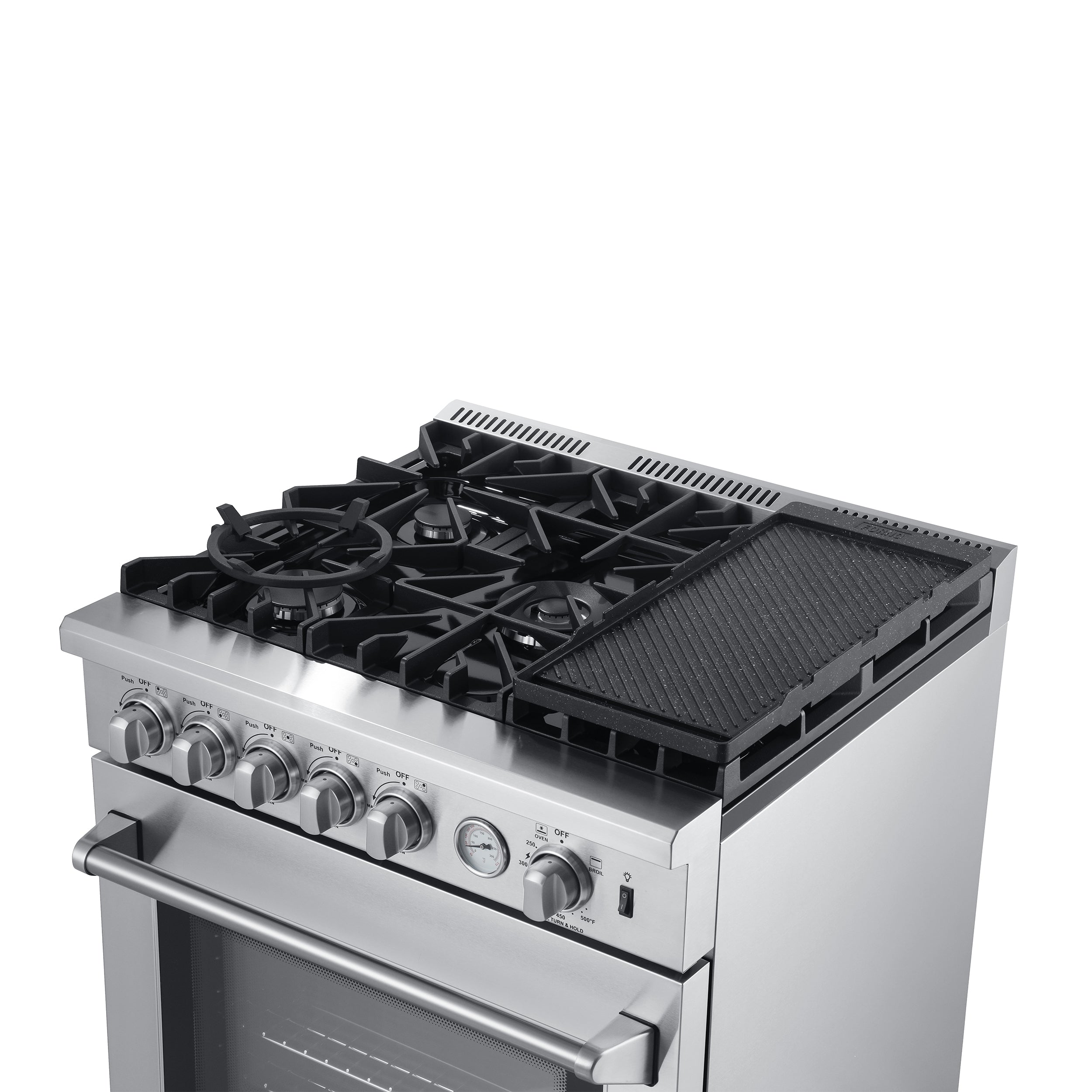 The Forno Lazio 30 in. Range Cooktop has 5 sealed burners with a total stovetop output of 70,000 BTU.