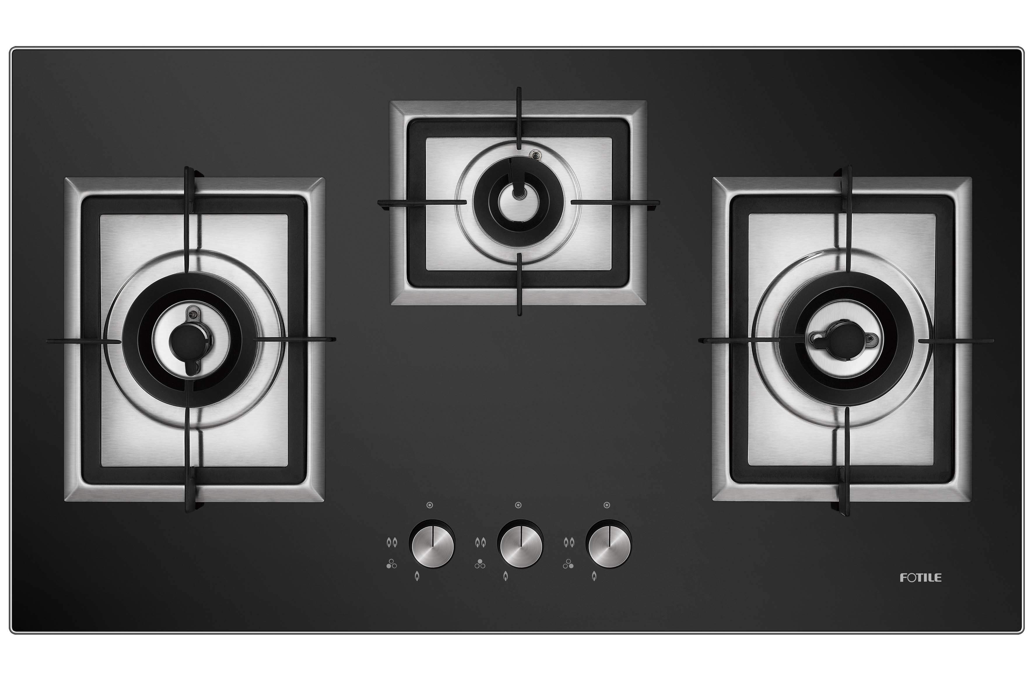 Fotile EPS Series 34 in. Cooktop with 3 Sealed Burners in Black Tempered Glass (GAG86309)