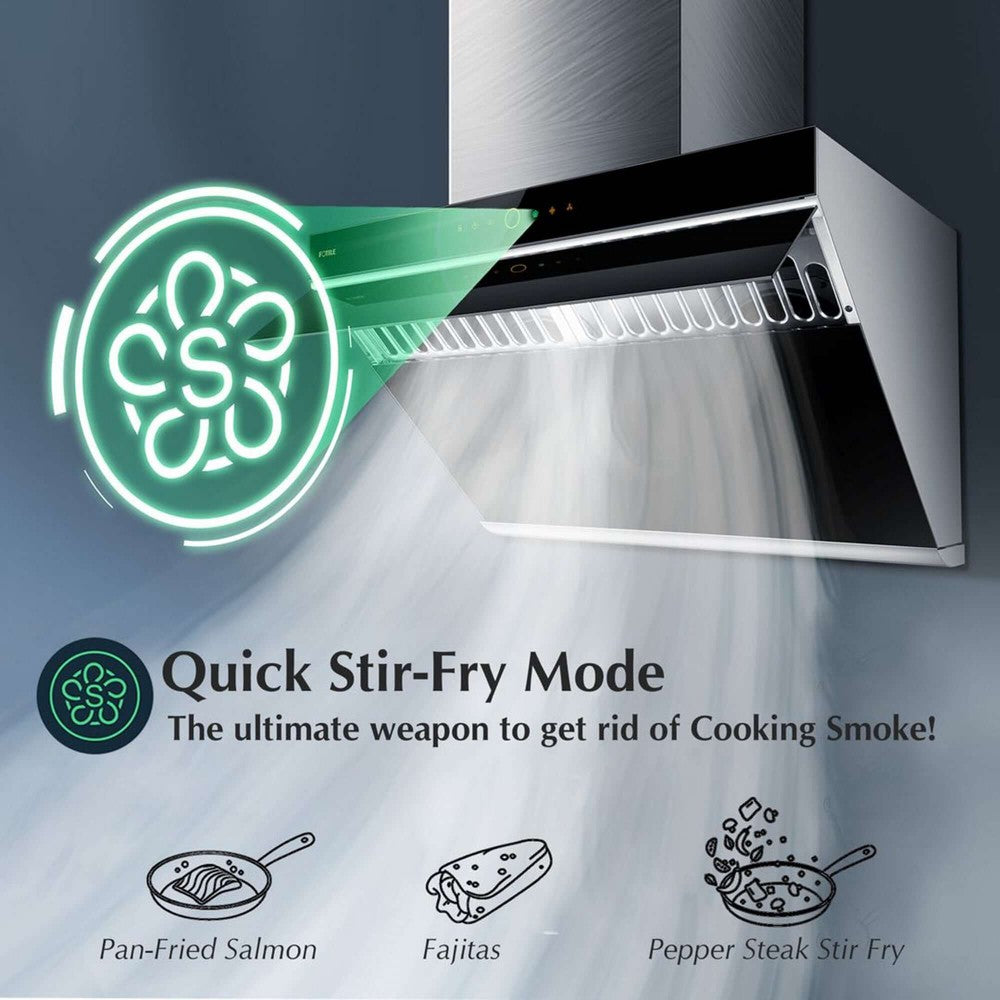 Fotile Slant Vent Series 30 in. 1000 CFM Wall Mount Range Hood with Motion and Touch Activation with Color Options (JQG7505)