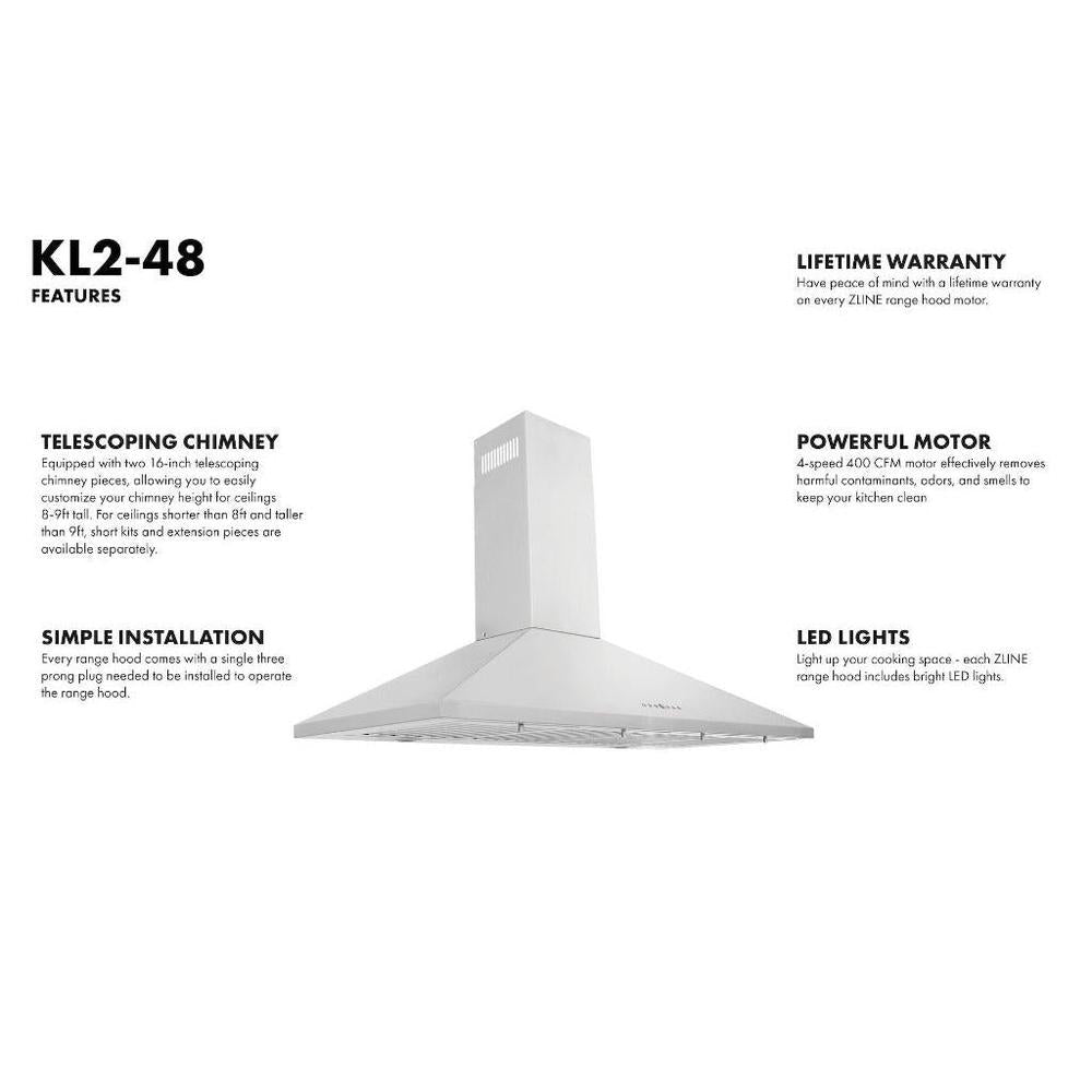 ZLINE Convertible Vent Wall Mount Range Hood in Stainless Steel (KL2) 