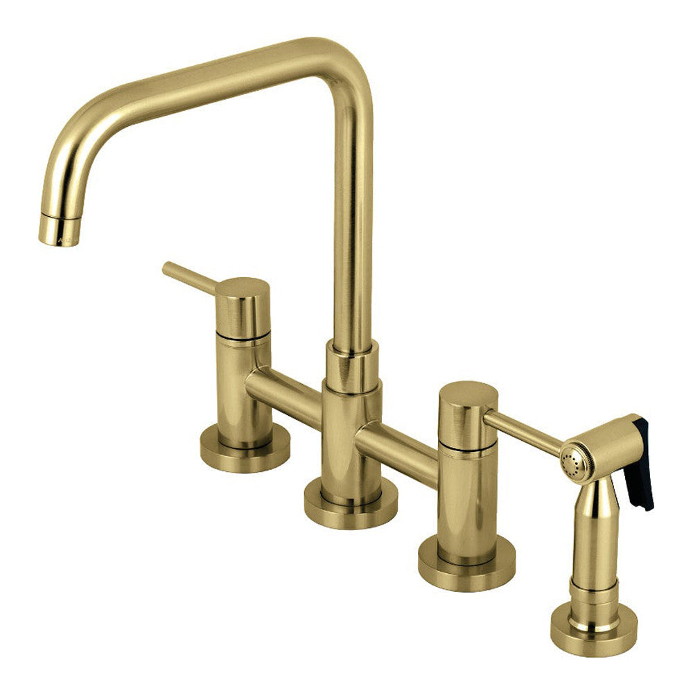 Kingston Brass Concord Two-Handle Bridge Kitchen Faucet with Brass Sprayer (KS8287DLBS)