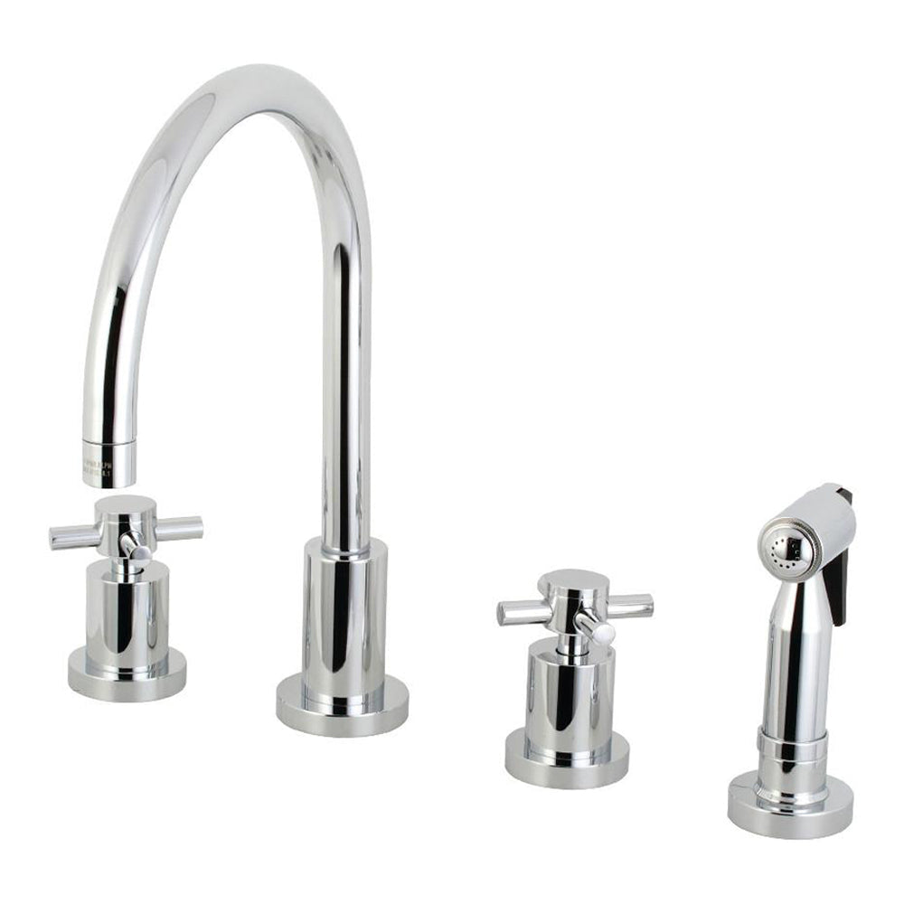 Kingston Brass Concord 8 in. Widespread Kitchen Faucet with Side Sprayer in Polished Chrome