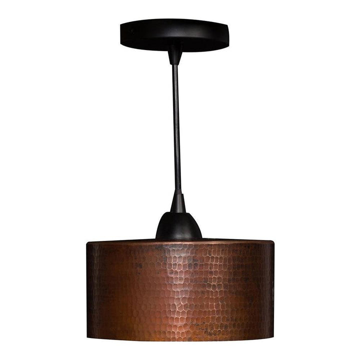 Premier Copper 8 in. Hammered Copper Round Cylinder Pendant Light (L900DB)