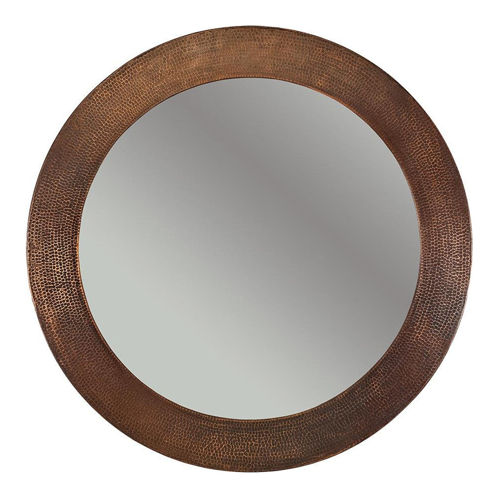 34" Round Hammered Copper Mirror - Premier Copper Products