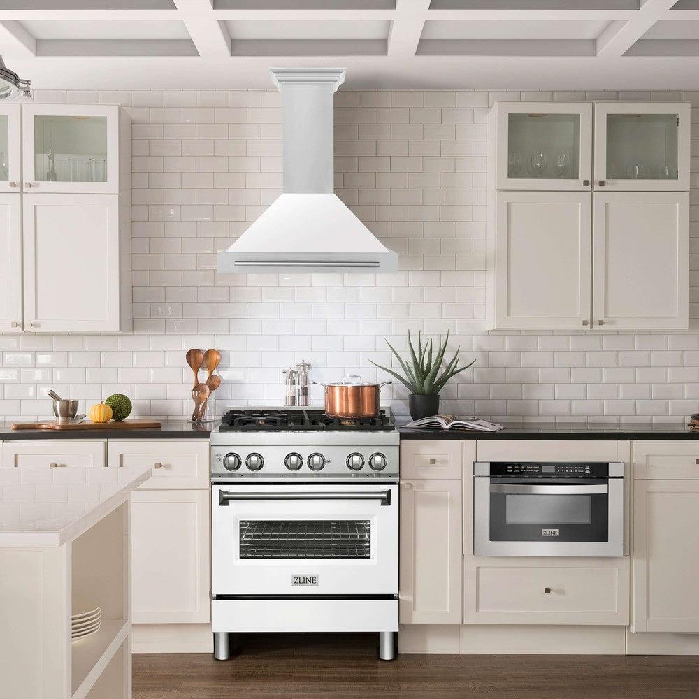 ZLINE 30 in. Stainless Steel Range Hood with Stainless Steel Handle and Colored Shell Options (KB4STX-30) 