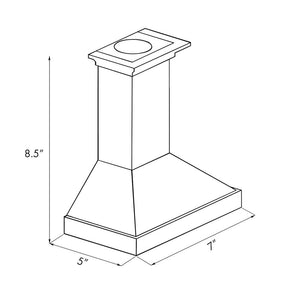 ZLINE Mini Range Hood - Copper (MH-C) dimensional diagram with measurements.
