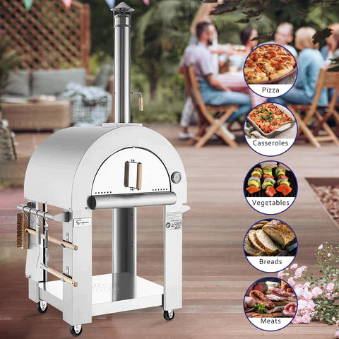 Empava Outdoor Propane Convertible Wood Fired Pizza Oven in Stainless Steel (PG03)