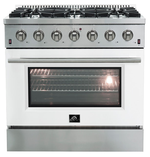 Forno Galiano Gold Professional - 36 inch 5.32 cu.ft. Freestanding All Gas Range (FFSGS6244-36) with White Door