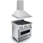 ZLINE 30 in. Kitchen Package with Satin Stainless Steel Dual Fuel Range and Convertible Vent Range Hood (2KP-RASNRH30)