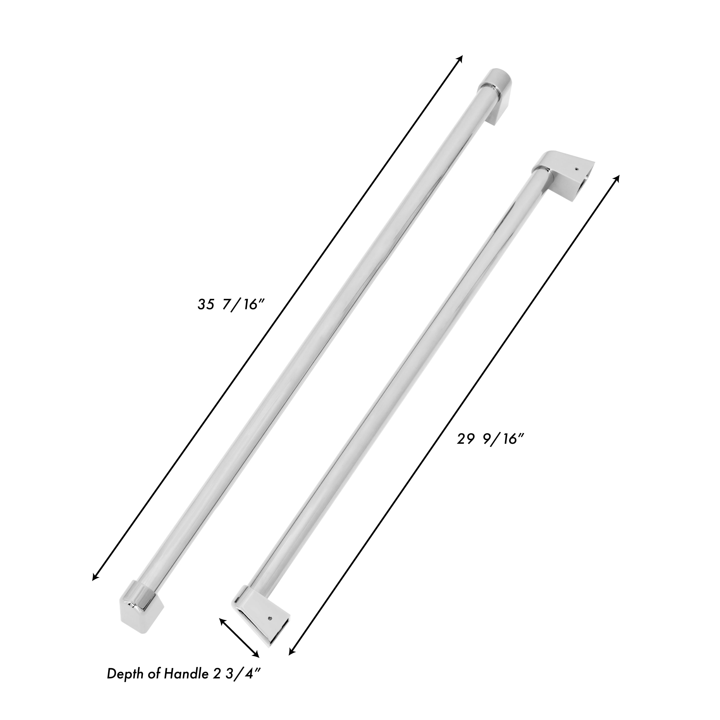 ZLINE 36 in. Built-in Refrigerator Handles in Stainless Steel for ZLINE RBIV-36 dimensional diagram with measurements.