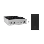 ZLINE 30 in. Legacy Gas Rangetop with 4 Brass Burners and Porcelain Cooktop in Stainless Steel with Griddle (RT-BR-GR-30)