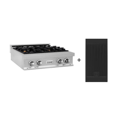 ZLINE 30 in. Legacy Gas Rangetop with 4 Brass Burners and Porcelain Cooktop in Stainless Steel with Griddle (RT-BR-GR-30)