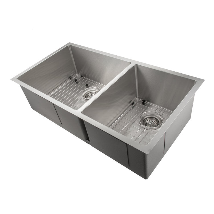 ZLINE 36 in. Chamonix Undermount Double Bowl Kitchen Sink with Bottom Grid (SR60D-36) Stainless Steel