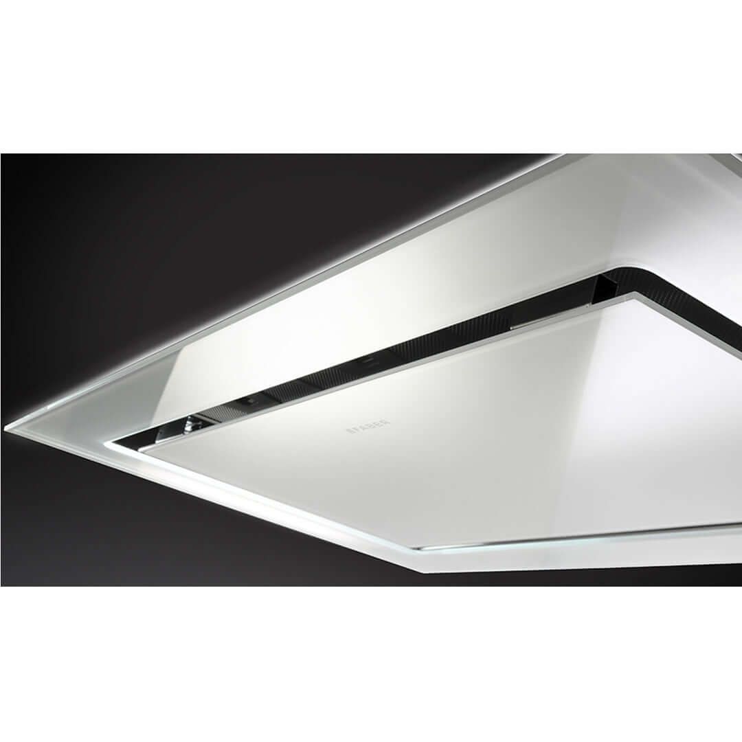 Faber Stratus Isola White Glass Ceiling Mount Island Range Hood With Size Options