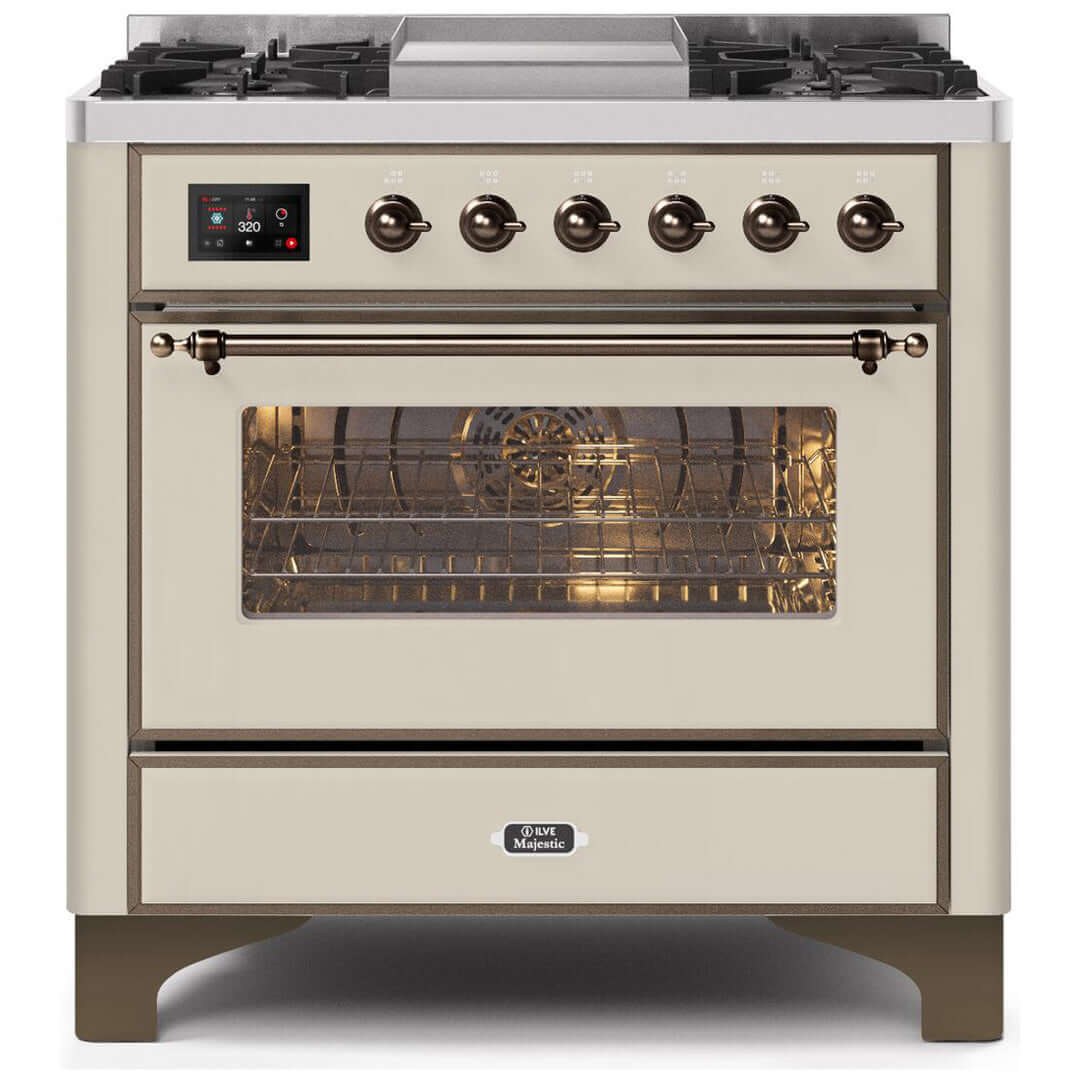 ILVE 36 in. Majestic II Series Freestanding Dual Fuel Single Oven Range and Griddle with Color and Gas Options (UM09FDNS3)