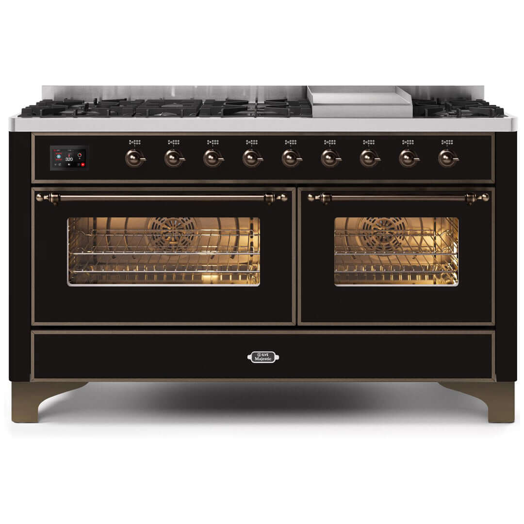 ILVE 60 in. Majestic II Series Freestanding Dual Fuel Double Oven Range and Interchangeable Griddle with Color and Gas Options (UM15FDNS3)