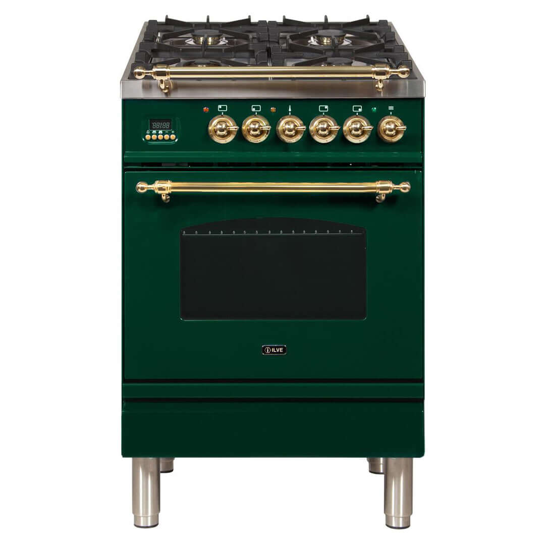 ILVE 24 in. Nostalgie Series Freestanding Dual Fuel Range with Color and Gas Options (UPN60DMP)