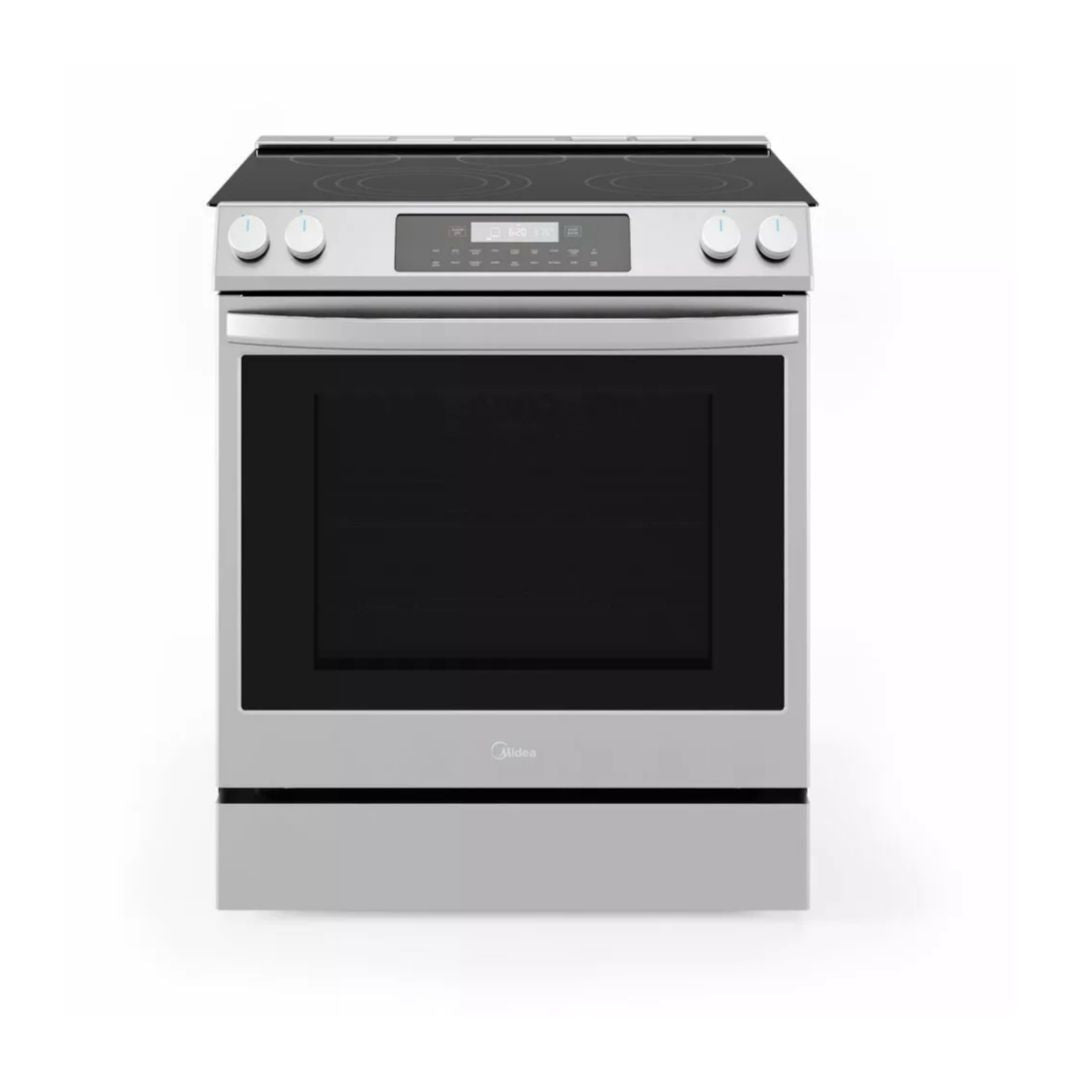 Midea 30 in. Electric Range with 5 Element Stove and Wi-Fi Connectivity and Fan Convection in Stainless Steel (MES30S2AST)