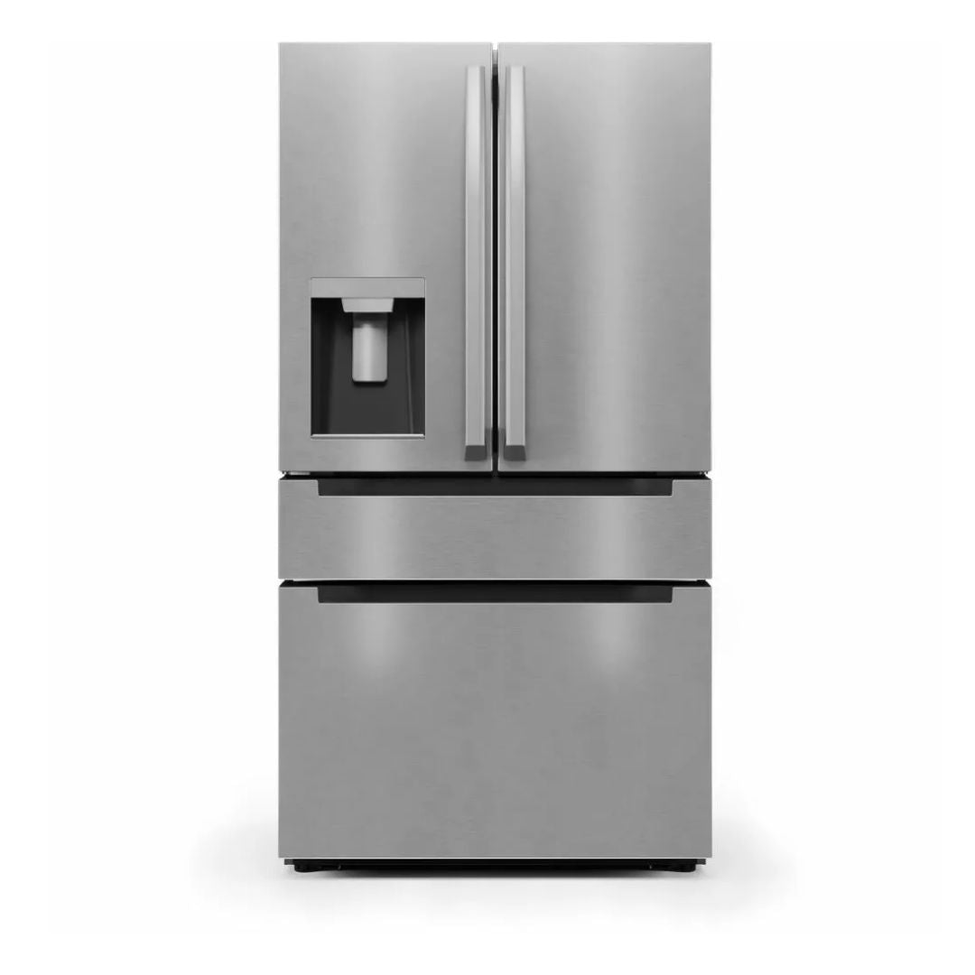 Midea 36-Inch 21.6 Cu. Ft. Cabinet Depth 4-Door French Door Refrigerator in Stainless Steel (MRQ22D7AST)