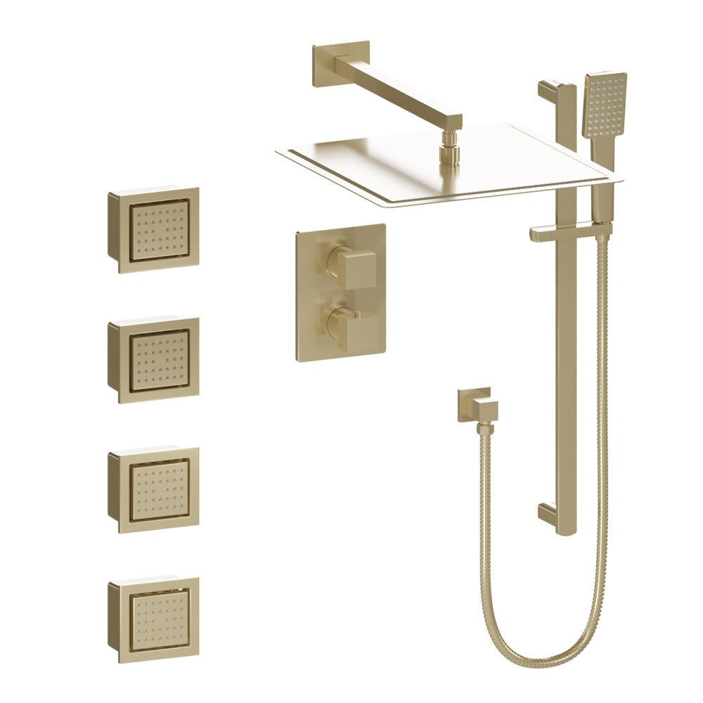 ZLINE Crystal Bay Thermostatic Shower System with Body Jets in Champagne Bronze