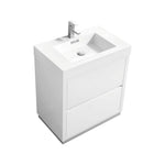 KubeBath 30 in. Freestanding Single Sink Modern Bathroom Vanity with Color Options (FMB30) High Gloss White