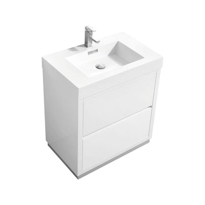 KubeBath 30 in. Freestanding Single Sink Modern Bathroom Vanity with Color Options (FMB30) High Gloss White
