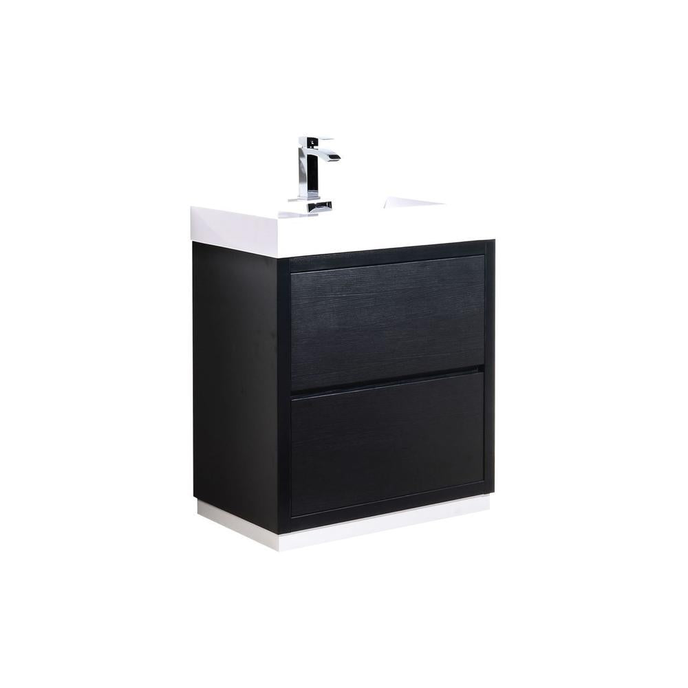 KubeBath 30 in. Freestanding Single Sink Modern Bathroom Vanity with Color Options (FMB30) Black