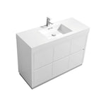 KubeBath Bliss 48 in. Freestanding Single Sink Modern Bathroom Vanity High Gloss White