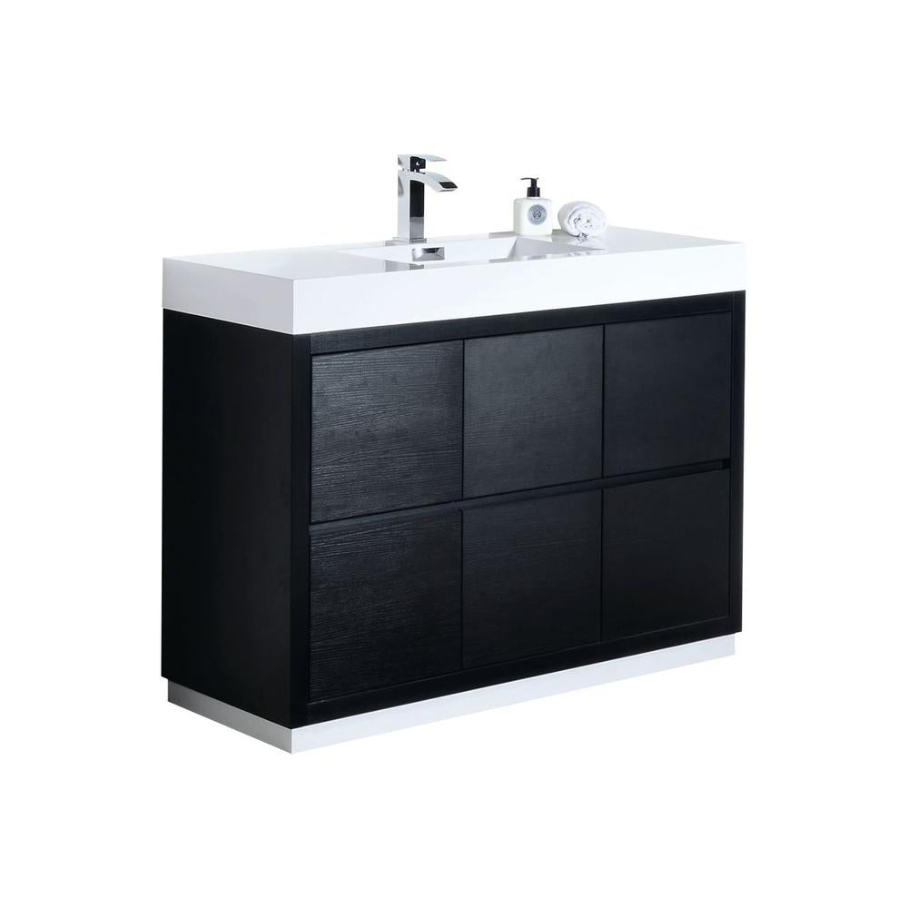 KubeBath Bliss 48 in. Freestanding Single Sink Modern Bathroom Vanity Black