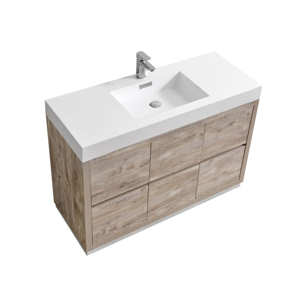 KubeBath Bliss 48 in. Freestanding Single Sink Modern Bathroom Vanity Natural Wood