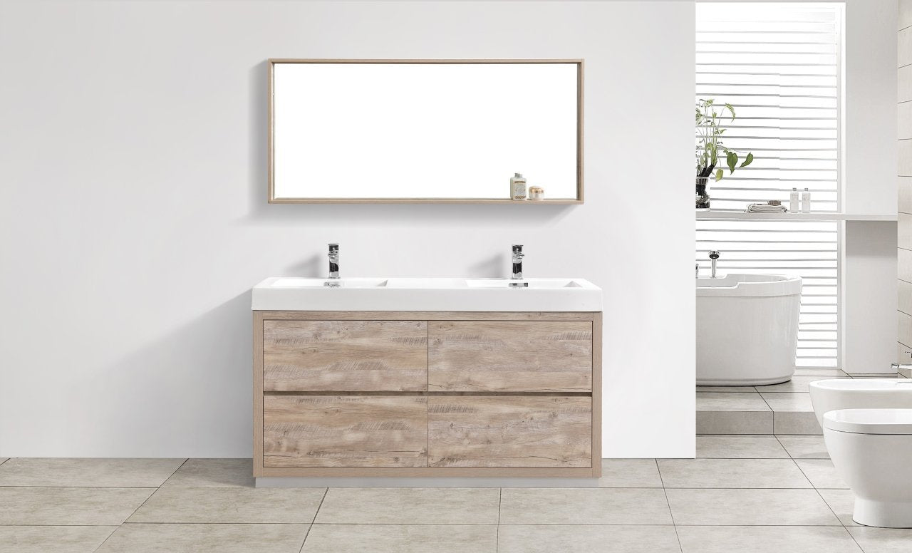 Bliss 60" Double Sink Free Standing Modern Bathroom Vanity - Rustic Kitchen & Bath - Vanities - KubeBath