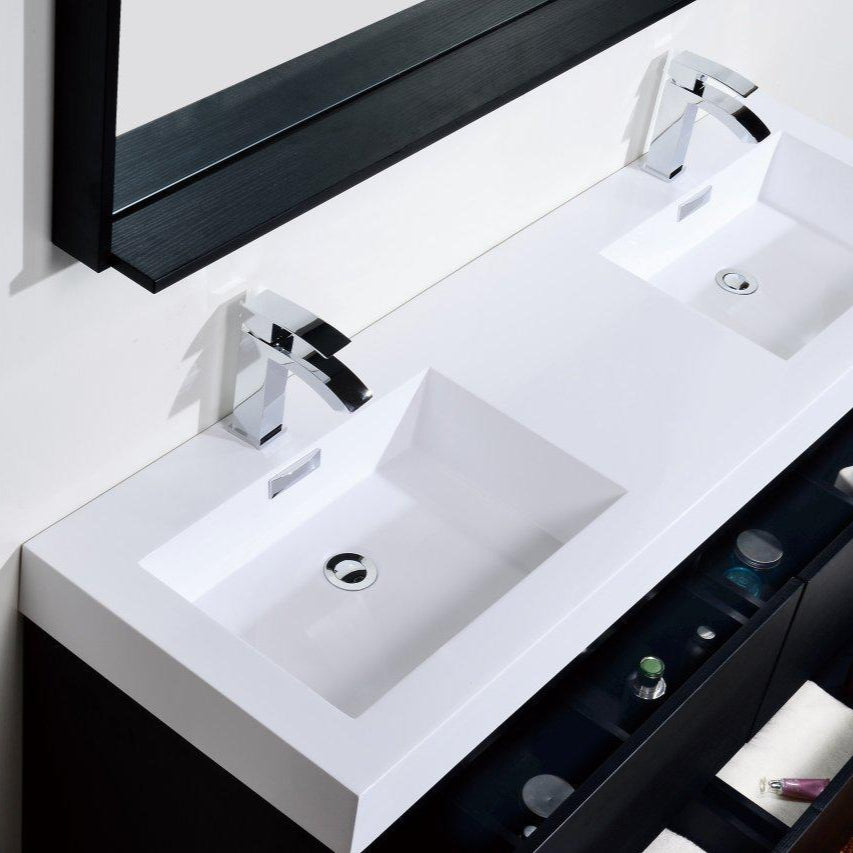 KubeBath Bliss 60 in. Free Standing Double Sink Modern Bathroom Vanity 