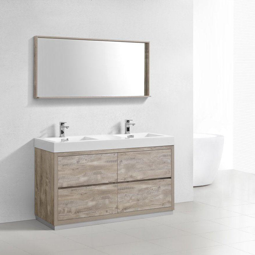 KubeBath Bliss 60 in. Free Standing Double Sink Modern Bathroom Vanity 