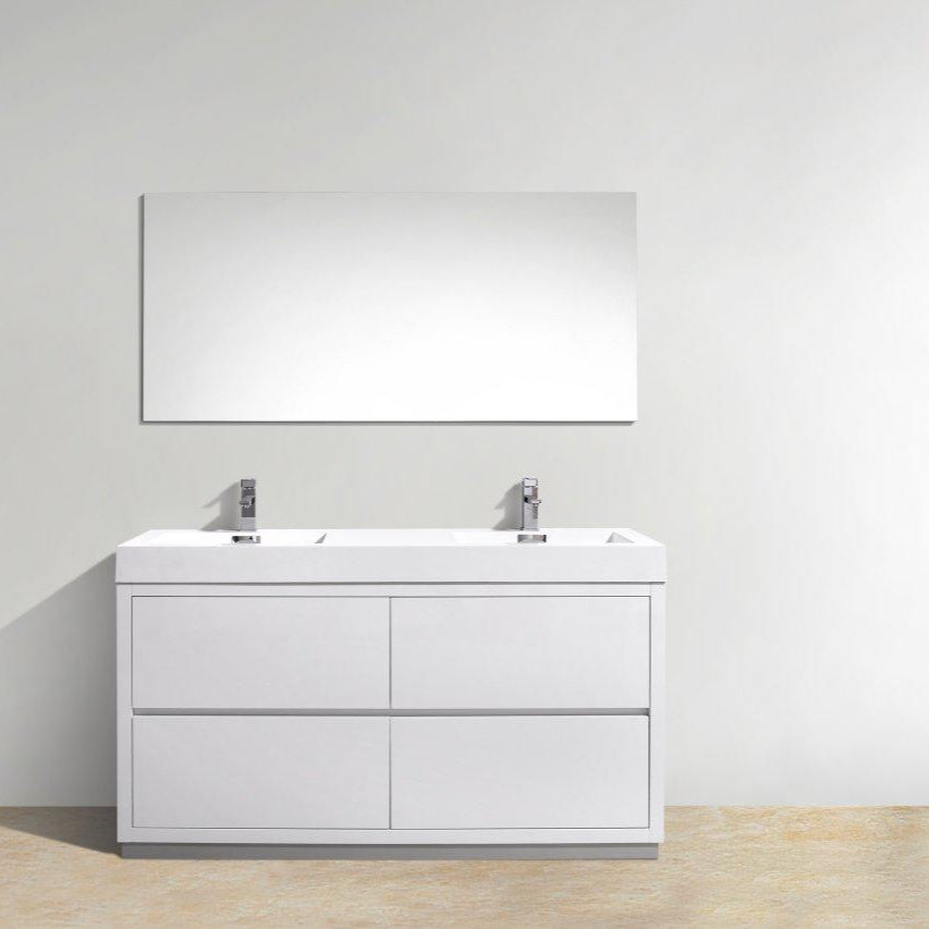 KubeBath Bliss 60 in. Free Standing Double Sink Modern Bathroom Vanity 