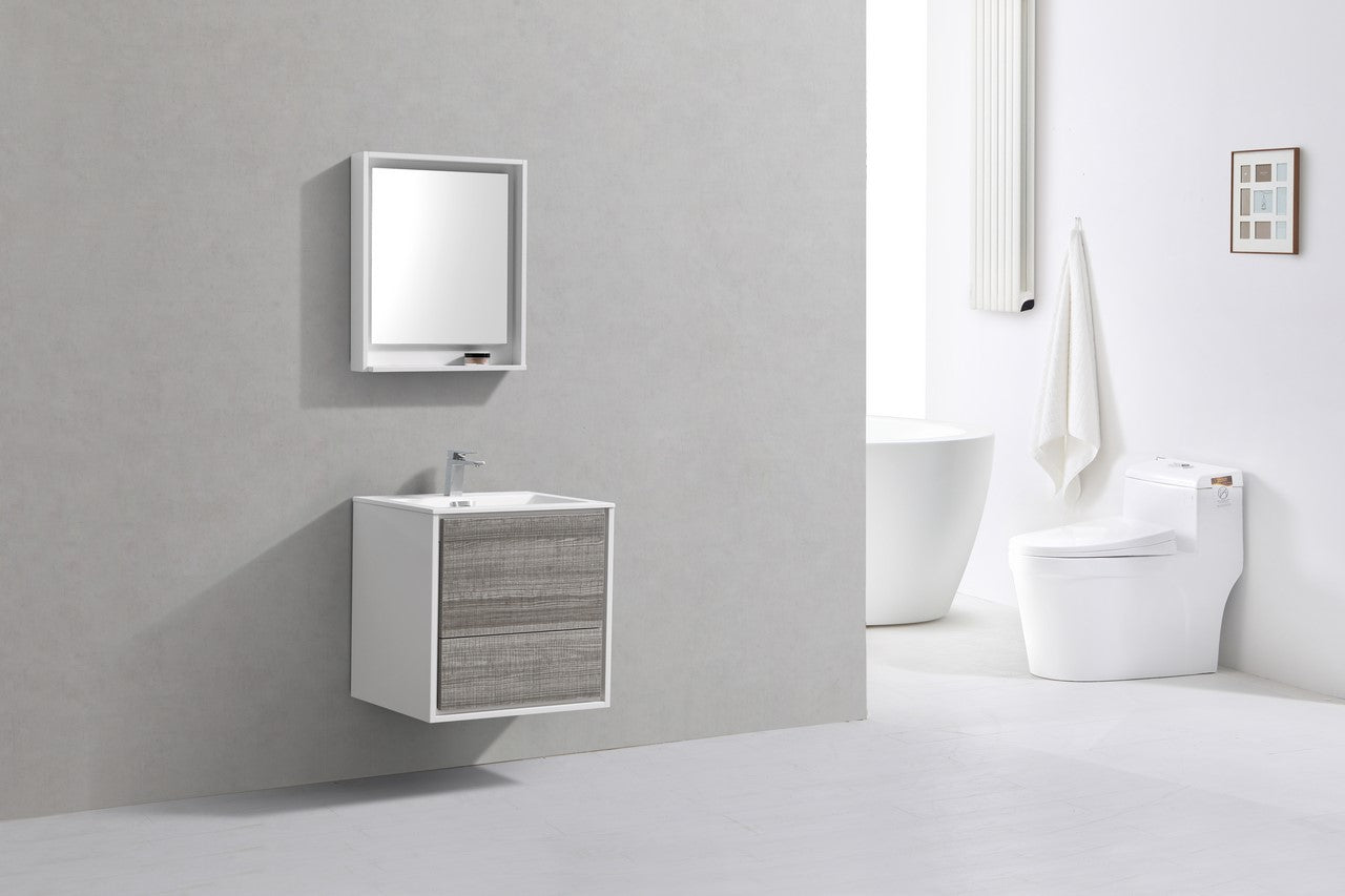 KubeBath 24 in. De Lusso Wall Mount Modern Bathroom Vanity With Color Options