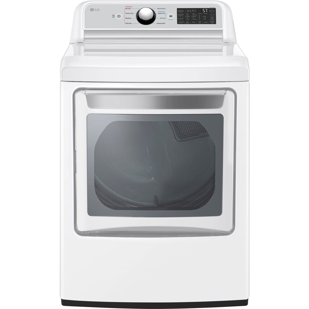 LG 7.3-Cu. Ft. Ultra Large Capacity Smart wi-fi Enabled Rear Control Electric Dryer with EasyLoad Door (DLE7400WE) Front View