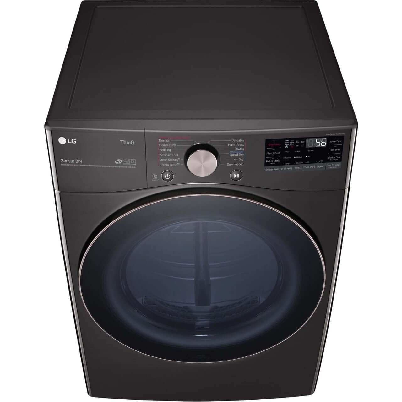 LG 27 In. 7.4-Cu. Ft. Front Load Electric Dryer with TurboSteam and Built-In Intelligence in Black Steel (DLEX4000B)