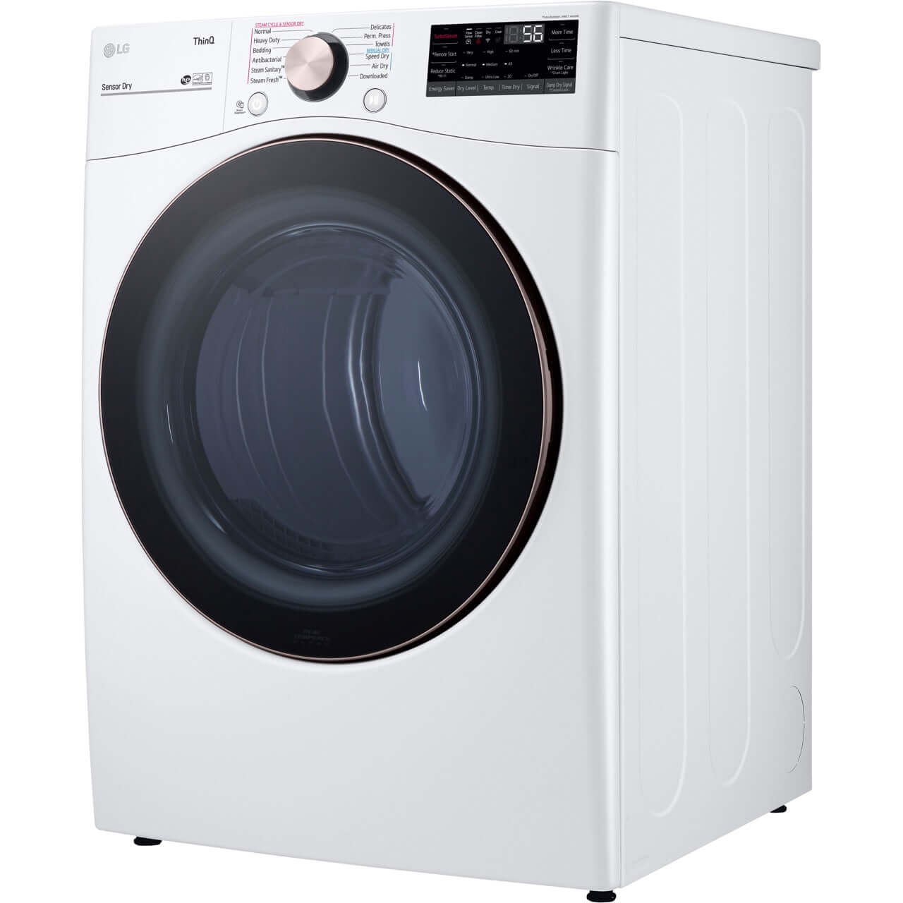 LG 27 In. 7.4-Cu. Ft. Front Load Electric Dryer with TurboSteam and Built-In Intelligence in White (DLEX4000W)