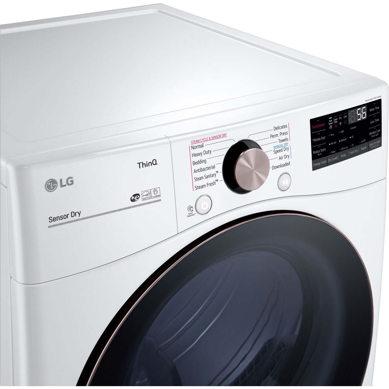 LG 27 In. 7.4-Cu. Ft. Front Load Electric Dryer with TurboSteam and Built-In Intelligence in White (DLEX4000W)