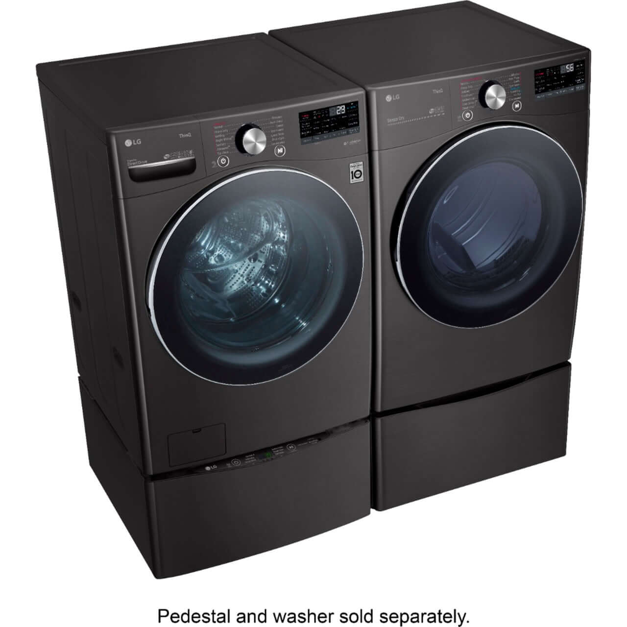LG 27 In. 7.4-Cu. Ft. Front Load Electric Dryer with TurboSteam and Built-In Intelligence in Black Steel (DLEX4200B)