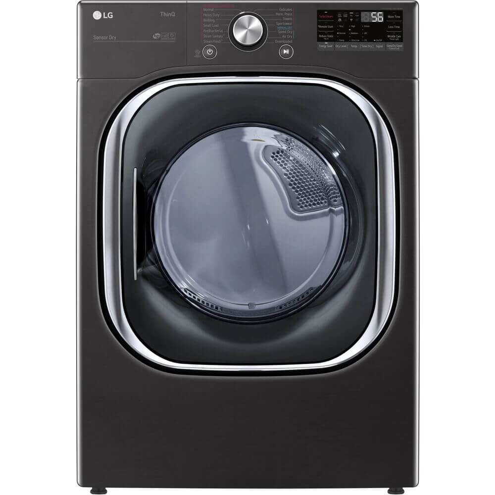 LG 27 In. 7.4-Cu. Ft. Electric Dryer with TurboSteam and Built-In Intelligence in Black Steel (DLEX4500B)