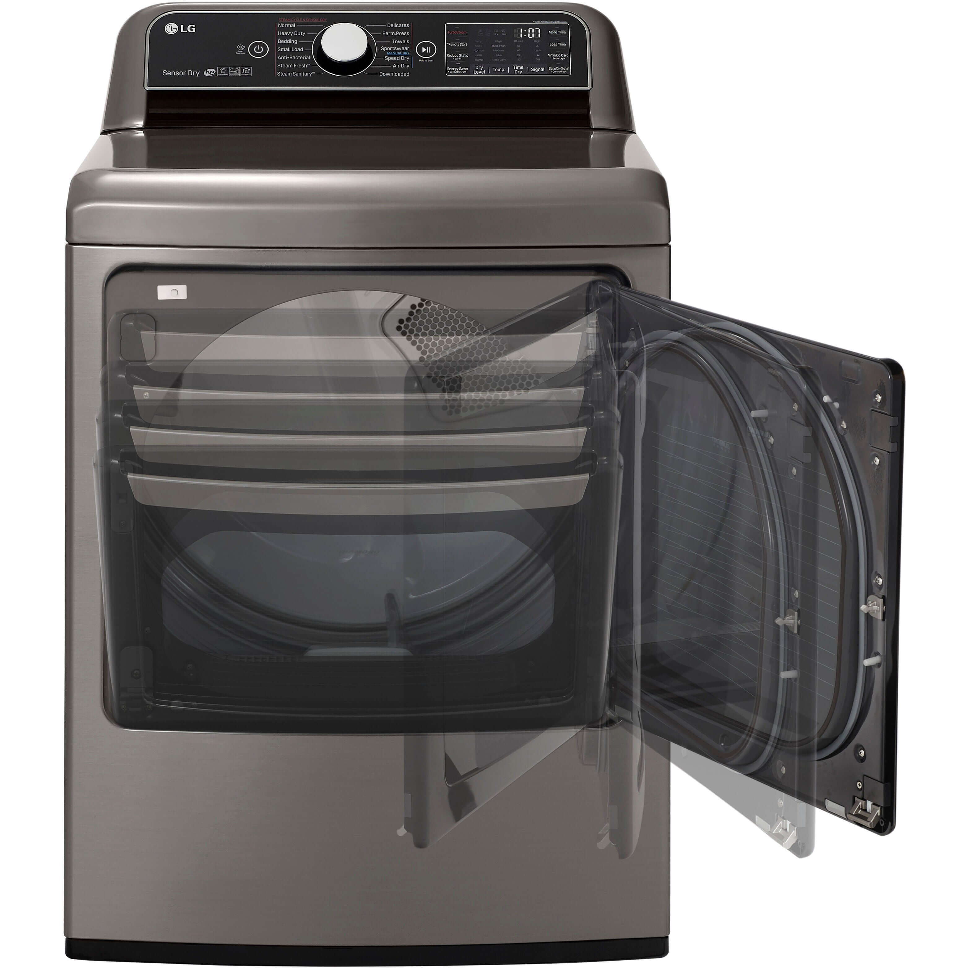 LG 27 Inch Smart wi-fi Enabled Electric Dryer with TurboSteam In Graphite Steel 7.3 cu. ft. (DLEX7800VE)